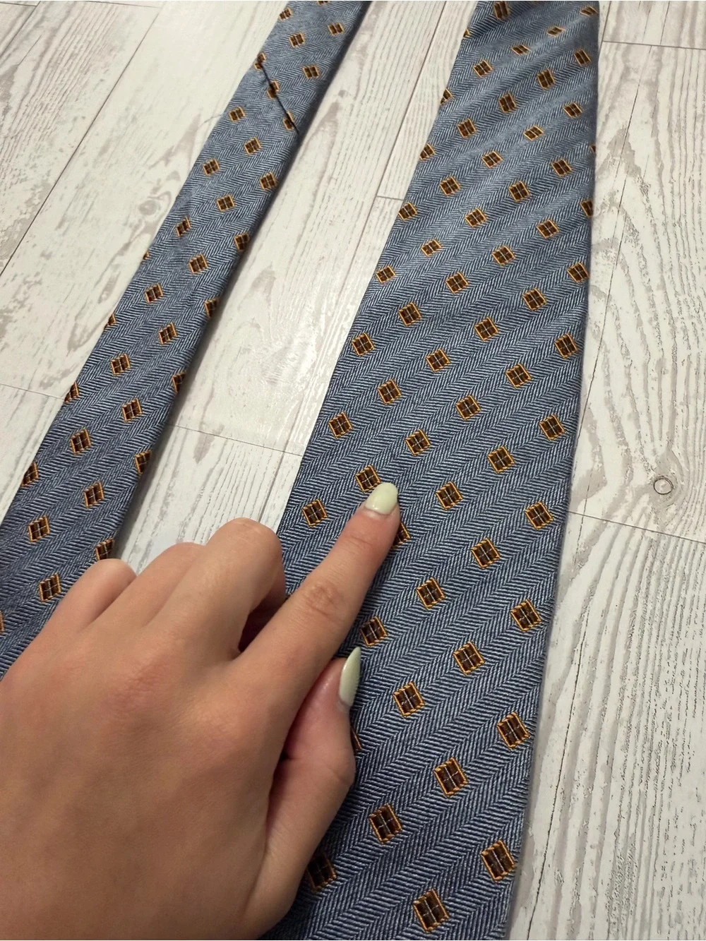 Pal Zileri Gruppo Forall Silk Tie, Blue Herringbone Geometric, Made in Italy‎